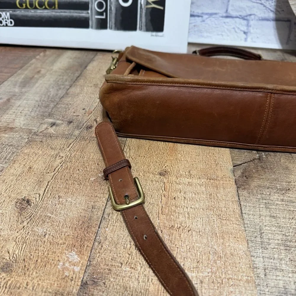 RARE COACH Morgan Glove Tanned Leather Brass Briefcase Made in USA 0602-307